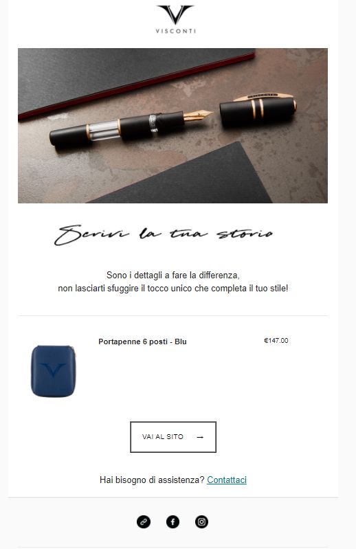 Screenshot: e-mail di abbandono carrello