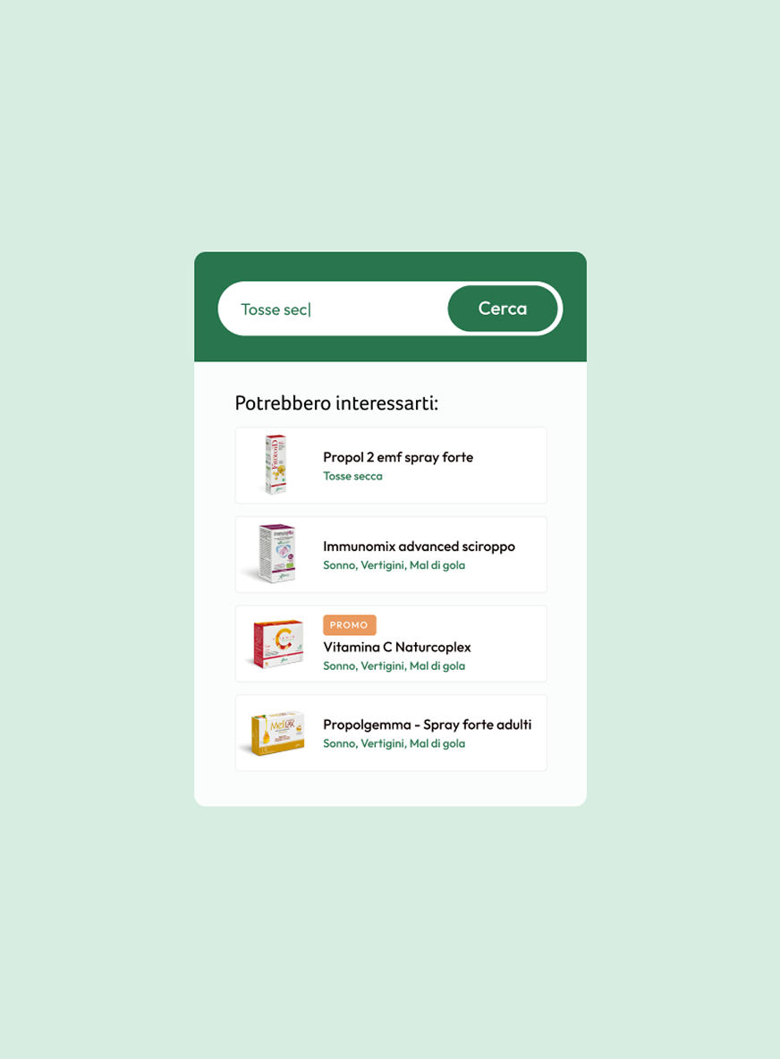 Smartphone tenuto in mano che mostra sito web Aboca.