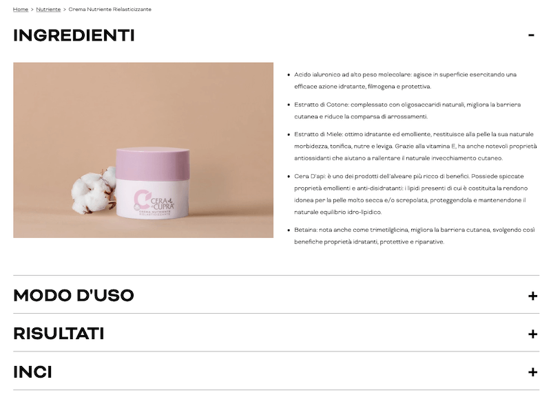 Nuova scheda prodotto del sito Cera di Cupra Nuova scheda prodotto del sito Cera di Cupra