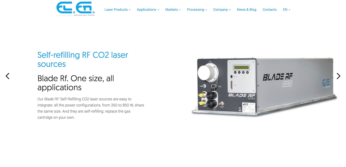 La homepage del sito El.En. laser