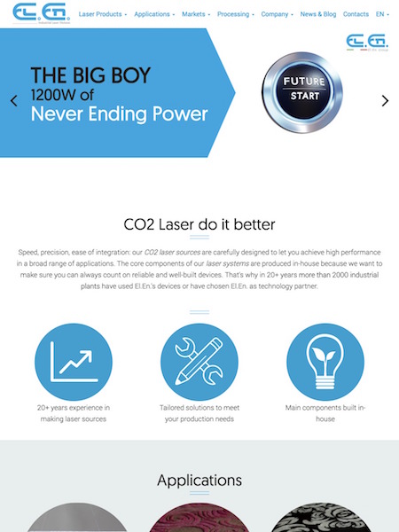Home Page per tablet del sito El.En. laser
