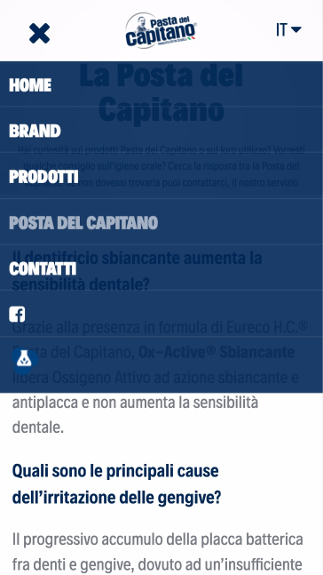 Pasta del Capitano Mobile Menu