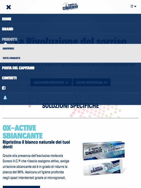 Pasta del Capitano Tablet Menu
